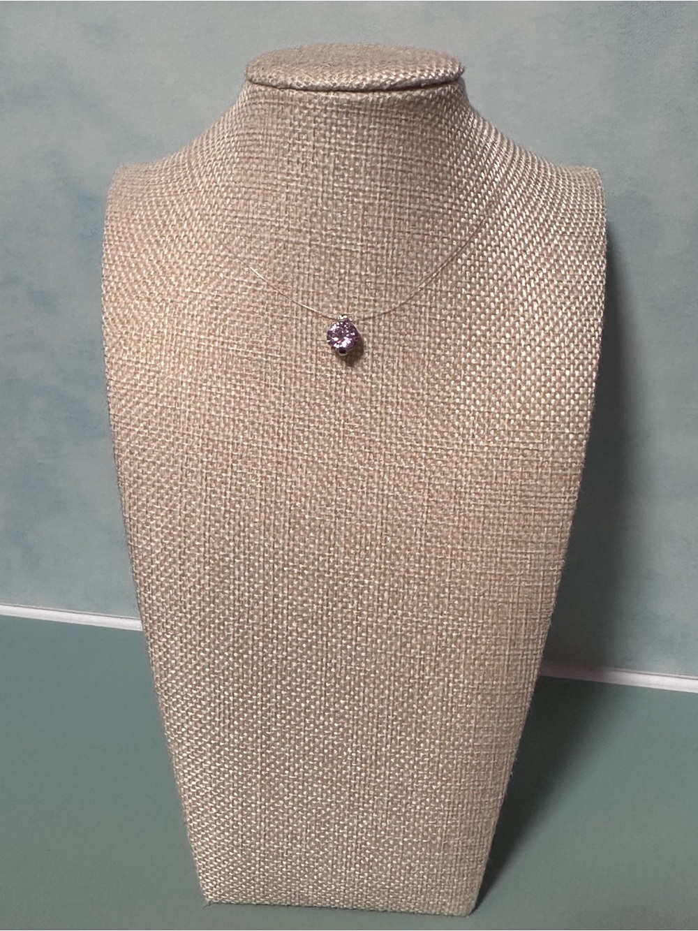 Delicate Floating Necklace with Light Purple Pendant
